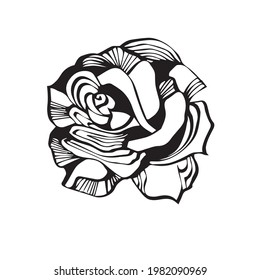 símbolo de rosa de elemento aislado logotipo adorno vector blanco y negro