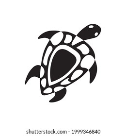 isolated element sea turtle silhouette, symbol, logo black and white vector