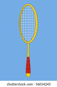 Isolated element of sporting equipment for playing badminton: wooden racket