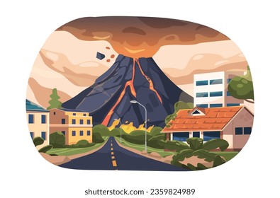 Un Elemento Aislado Con Erupción Volcánica Envolvió La Ciudad En Una Ferosiva Catástrofe, Vayendo Ash Y Molten Lava