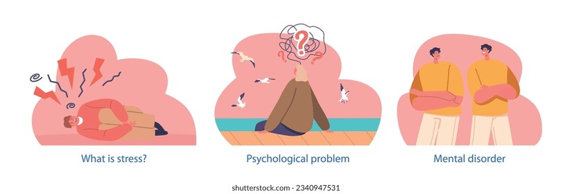 Isolated Elements with Characters Suffer of Psychological Problems. People Experience Emotional Distress