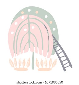 Isolated elements of cozy garden. Can be used for stickers, banners, posts, postcards.