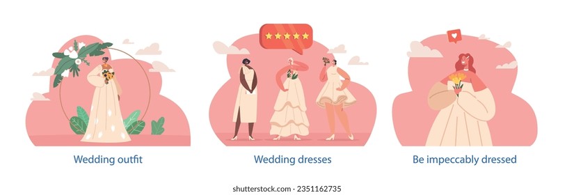 Isolated Elements With Graceful Brides In Exquisite Gowns, Radiating Beauty And Sophistication On Their Special Day