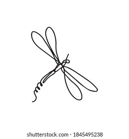 Isolated elements white background  Stylized dragonfly  Vector  Drawing in one line  Black   white image  Dragonfly  Insect  Suitable for posters  stickers   postcards 