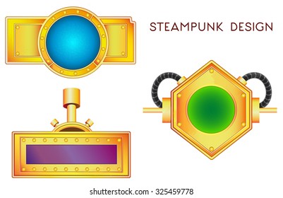 Isolated elements in steampunk style. Vector set