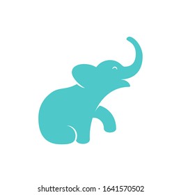 Isolated elephant calf vector logo. Mammoth calf sign on a white background. Kid shop logotype template