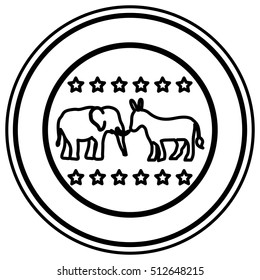 Isolated elephant and donkey of vote design