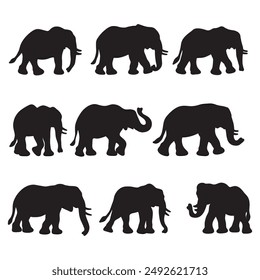 Isolated elephant on the white background. elephant silhouettes. Vector EPS 10.	