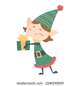 ISolated elf cartoon kawiaii Christmas character Vector illustration