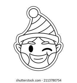 Isolated elf draw merry christmas decorative sticker illustration