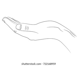 Isolated elongated horizontal empty hand holding something or begging.