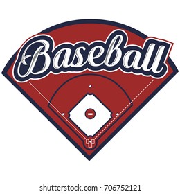 Isolated emblem with a baseball field, Vector illustration