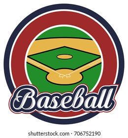 Isolated emblem with a baseball field, Vector illustration