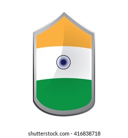 Isolated emblem with the indian flag on a white background