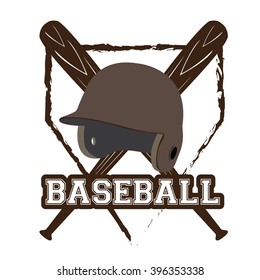 Isolated emblem with a pair of bats and a helm on a white background