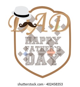 Isolated emblem with text, a hat and a mustache for father's day celebrations