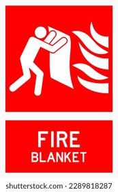 isolated emergency blanket, fire safety symbols on red rectangle board notification sign for pictograms, icon, label, logo or package industry etc. flat style vector design.