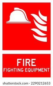 isolated emergency equipment, fire safety symbols on red rectangle board notification sign for pictograms, icon, label, logo or package industry etc. flat style vector design.