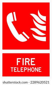 isolated emergency telephone, fire safety symbols on red rectangle board notification sign for pictograms, icon, label, logo or package industry etc. flat style vector design.