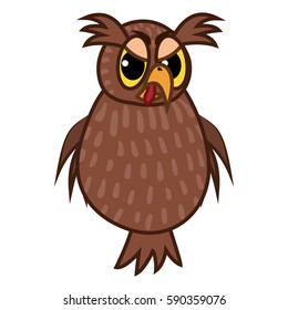 Isolated Emoji character cartoon angry owl. Vector Illustrations