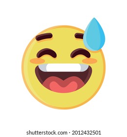 Isolated emoji face of a sweat smile Vector illustration