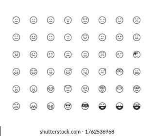 Isolated Emoticon Elements Icon pack with Line Color style