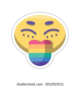 Isolated emoticon with tongue out and lgbt colors Vector