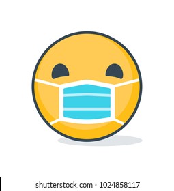 Isolated emoticon wearing medical mask