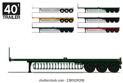 Isolated empty 40 Ft trailer on transparent background