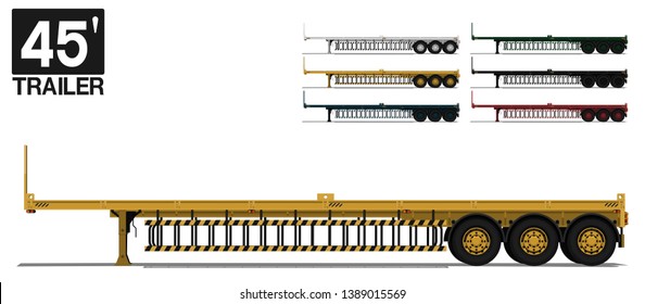 Isolated empty 45 Ft trailer on transparent background