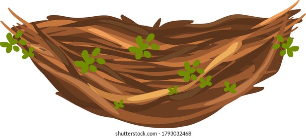 Isolated empty bird nest on white background illustration