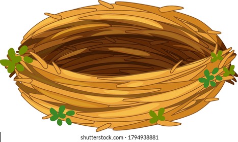 Isolated Empty Bird Nest On White Background Illustration