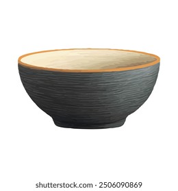 isolated empty ceramic bowl watercolor illustration