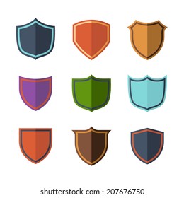 Isolated and empty crests flat design icons in various colors over white background