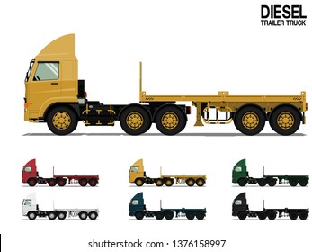 Isolated empty Diesel semi trailer truck 20 ft on transparent background