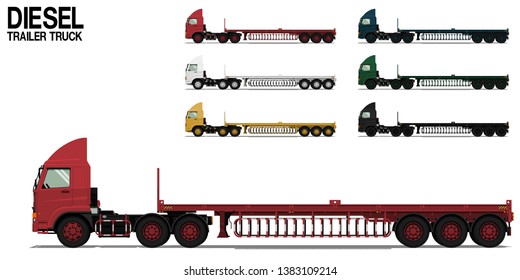 Isolated Empty Diesel Semi Trailer Truck 40 Ft On Transparent Background