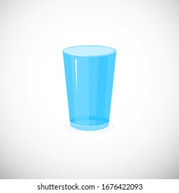 Isolated empty glass in cartoon style. Clean drink cup object in vector format. Icon for liquid water. Mock up illustration