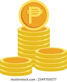 Isolated empty golden Pesos coin stack in flat style. Vector illustration