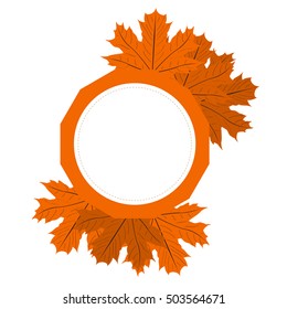 Isolated empty label with leaves, Thanksgiving day vector illustration