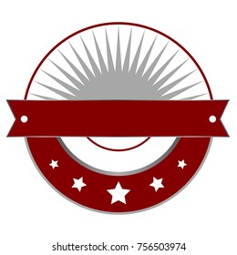 Isolated empty label with ribbon and stars on a white background, vector illustration