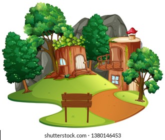 Isolated enchanted tree house illustration