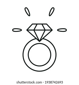 Isolated Engagement Ring. Valentines Day - Vector Illustration