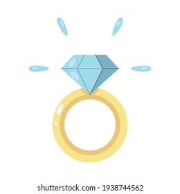 Anillo de compromiso aislado. Día de San Valentín - Ilustración vectorial