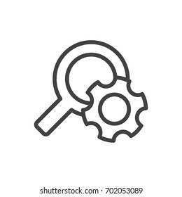 Isolated Engine Outline Symbol On Clean Background. Vector Search Element In Trendy Style.