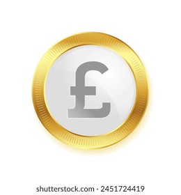 isolated english currency pound golden coin symbol vector