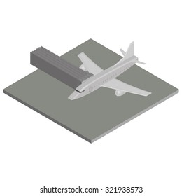 Isolated environment with an airplane and an airport