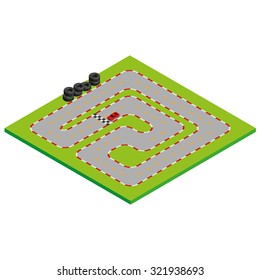 Isolated environment with a car and a racetrack