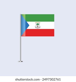 Isolated Equatorial Guinea Table Flag on Pole, Equatorial Guinean Flag Vector Design for Print and Web