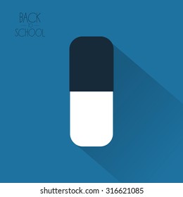 Isolated eraser on a colored background with text