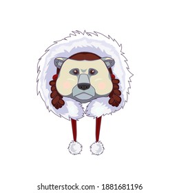 Oso polar esquimal aislado en estilo de diseño de dibujos animados, vector Oso en fondo blanco aislado para impresiones, pegatinas, íconos, patrones, elementos de decoración, íconos para redes sociales o sitios web.